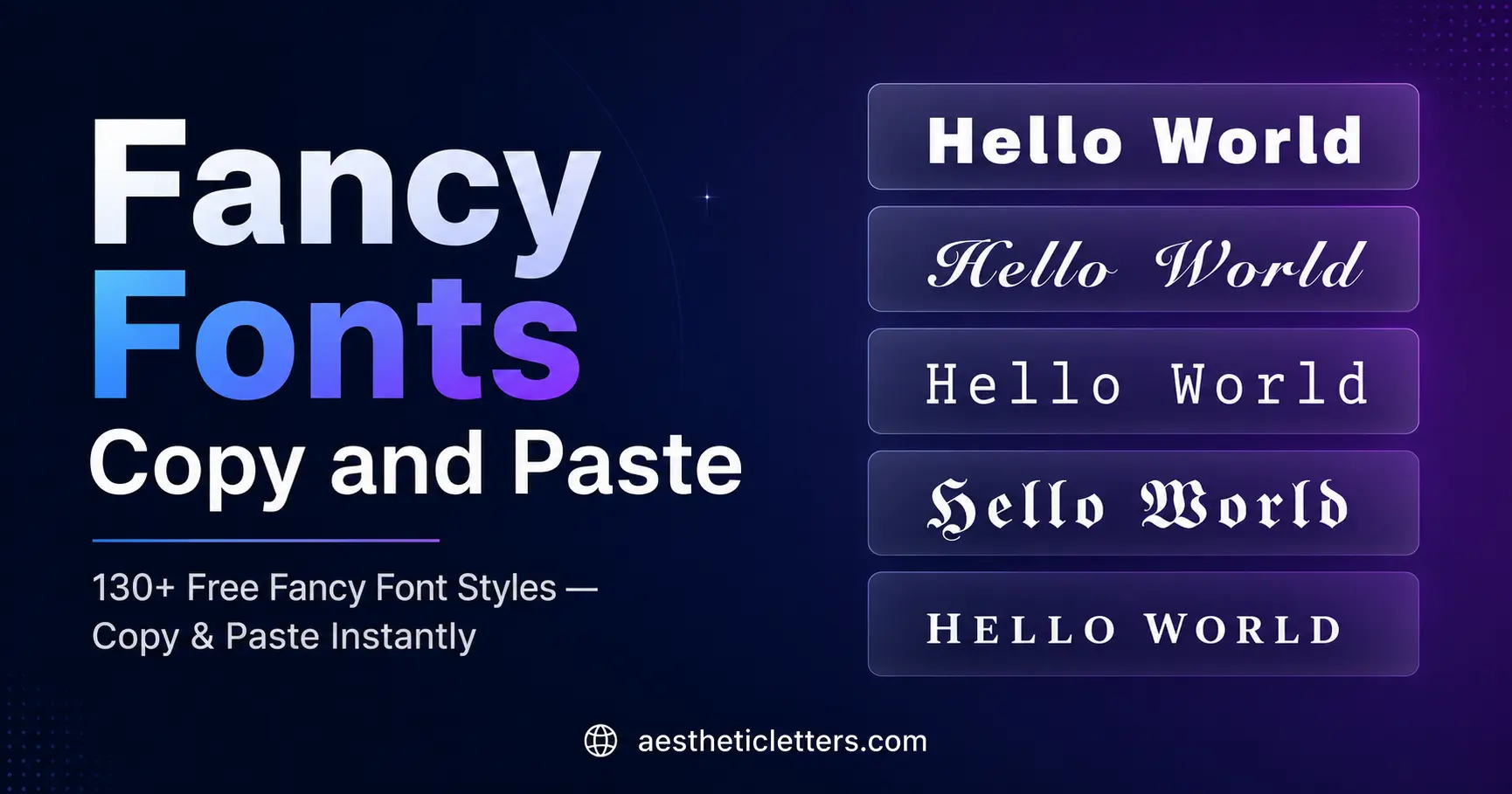 Fancy Fonts Copy and Paste — 130+ free fancy font styles visually explained with bold, script, monospace, fraktur, and small caps examples